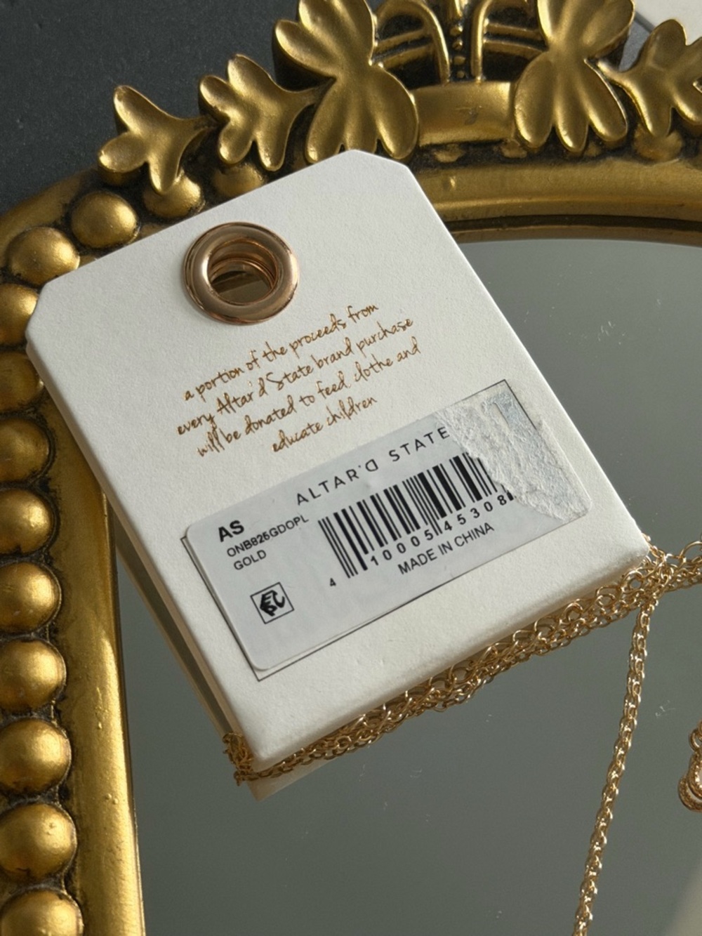 Altar'd State Gold Necklace with Cream Clover Accents - Picture 3 of 4